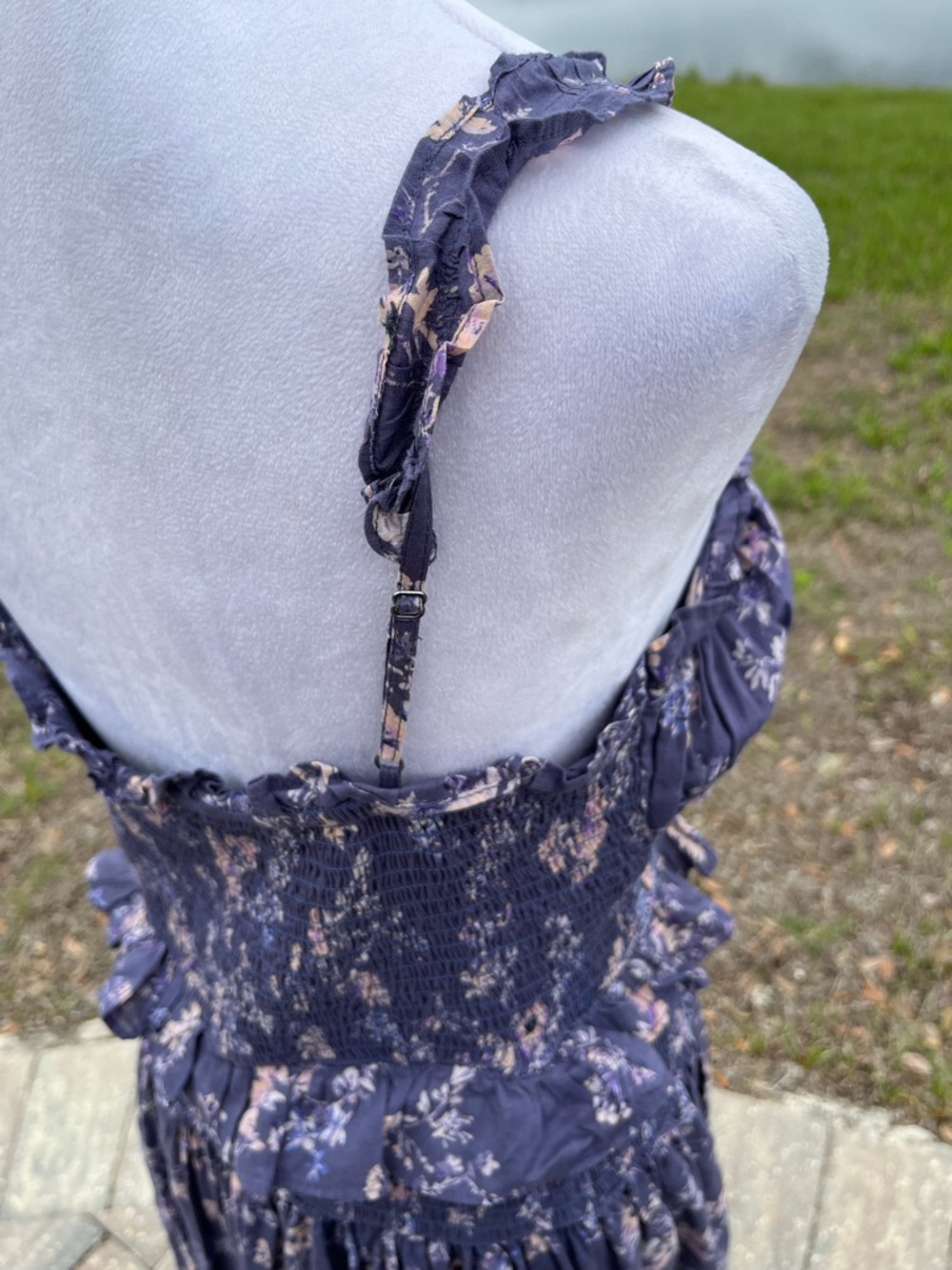 NWOT Anthropologie Floral Smocked Waist Purple Summer Dress Size XL - Picture 11 of 16